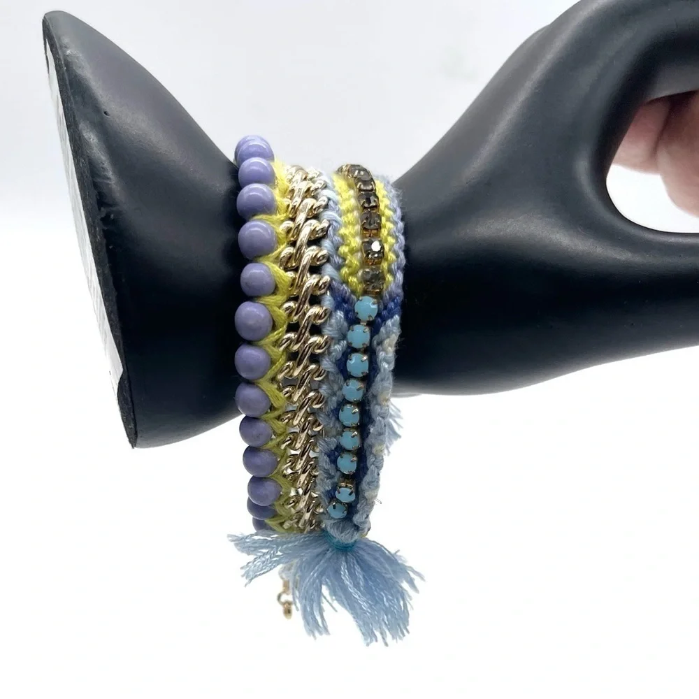 Loft Braided Tassel Bracelet with Rhinestones Accent